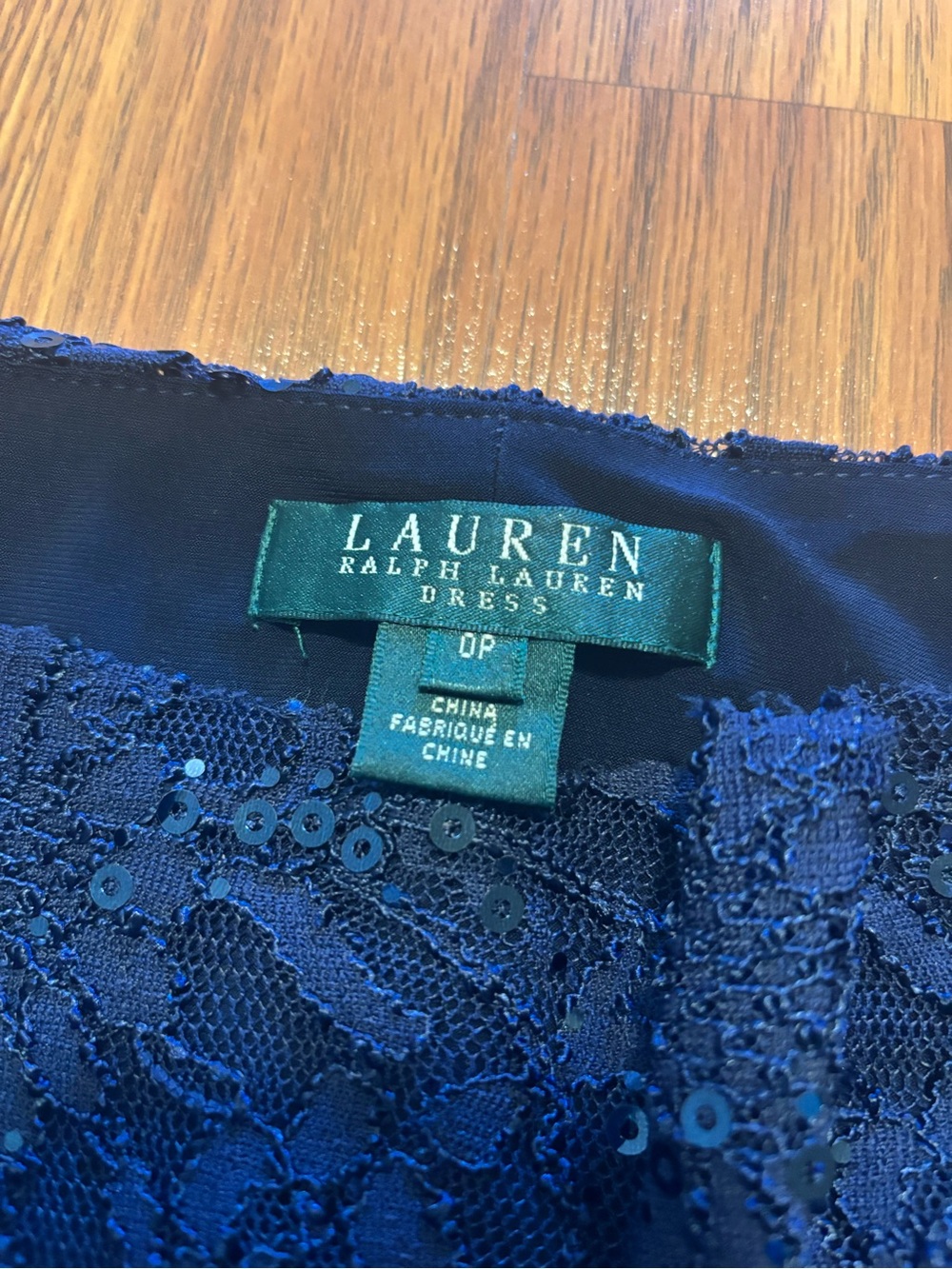 Lauren Ralph Lauren Navy Lace Sequin Sheath Midi Dress - Picture 8 of 10
